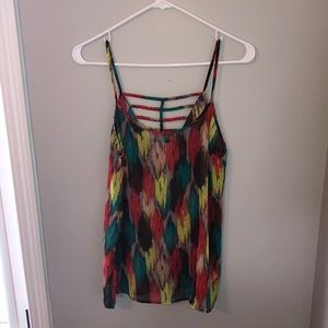 Sheer airbrushes spaghetti strap blouse